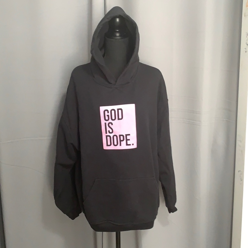 Black & pink God is Dope hoodie.